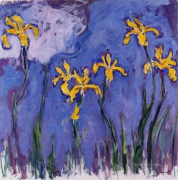  yellow Painting - Yellow Irises with Pink Cloud Claude Monet Impressionism Flowers